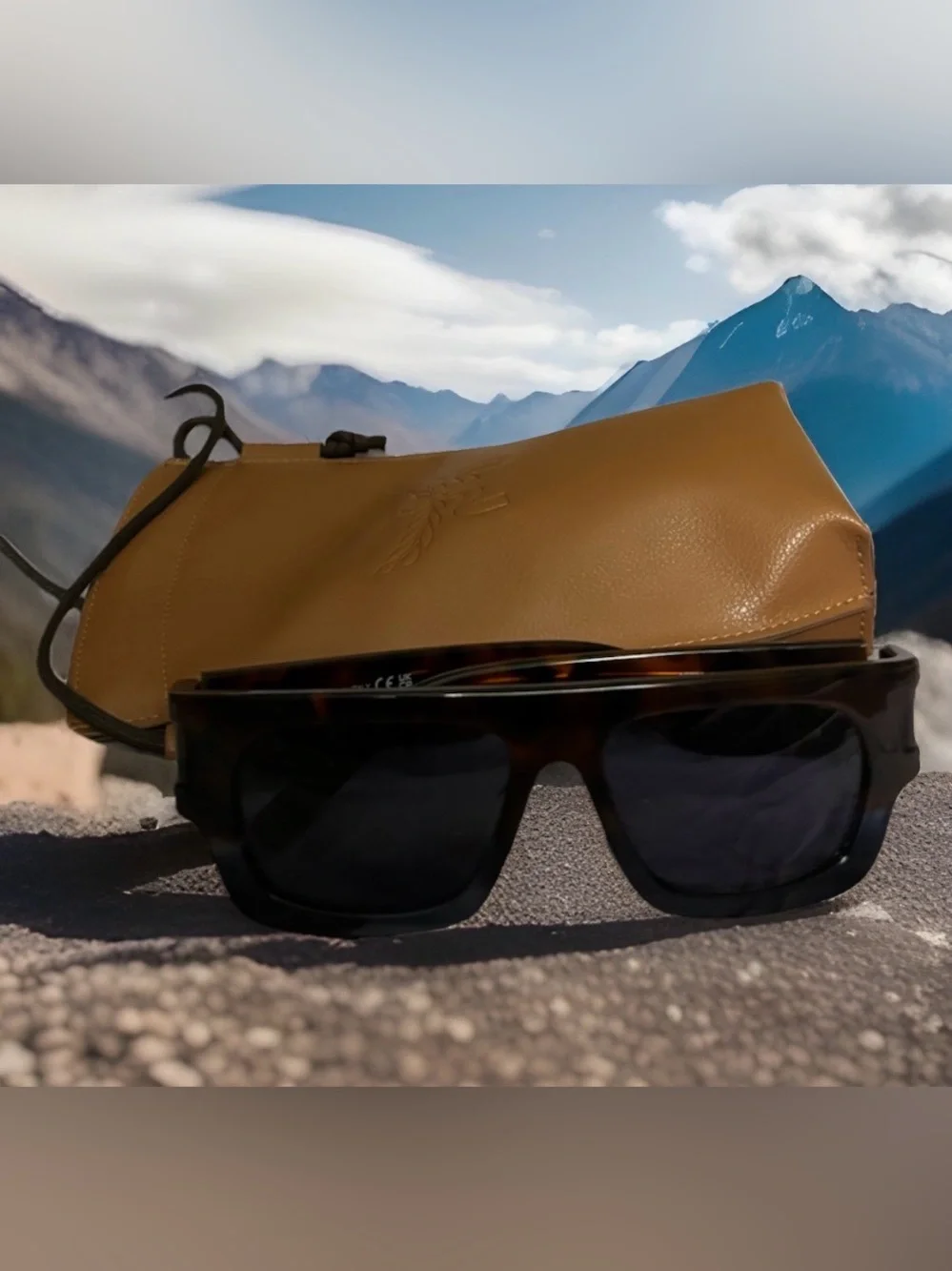 MCM Black Tortoiseshell Frame Sunglasses with Brown Lenses
